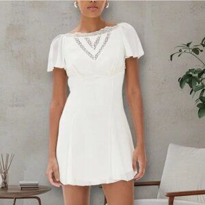 Reformation Malena Ivory Flutter Sleeve Sheath Mini Dress